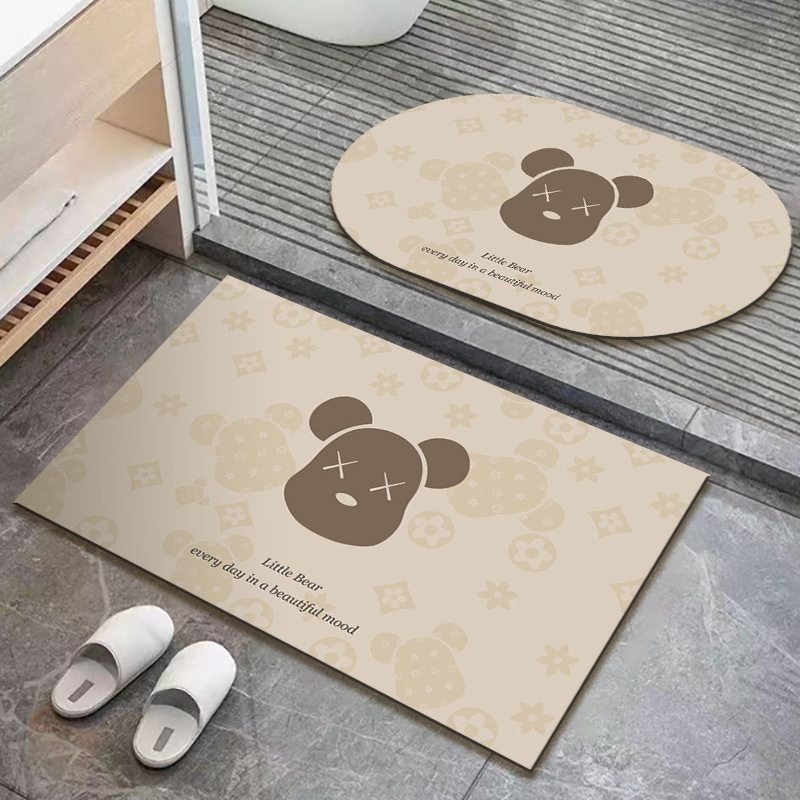 Diatom mud quick-drying soft floor mat bathroom bathroom door absorbent non-slip foot mat bathroom toilet rug
