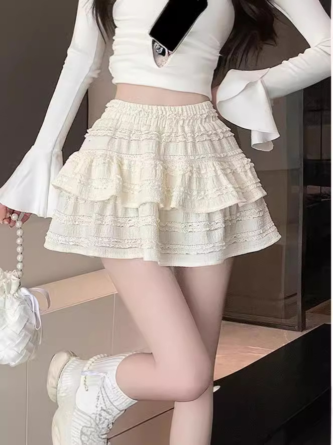 Spring Style Sweet Ballet Style Soft Girl Lace Lace Cake Skirt Women's Design Sense Niche Puffy Short Skirt