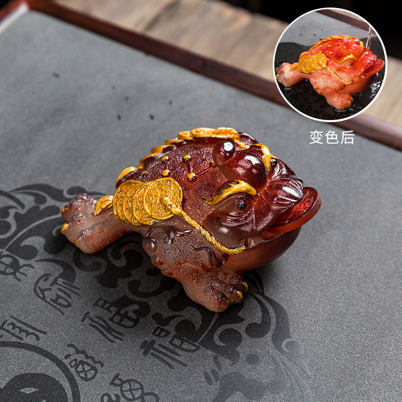 Picture of Golden Toad Color-changing Tea Pet Ornaments Boutique Tea Tray Tea Table Tea Set Accessories Jewelry Money-making Golden Toad Tea Play