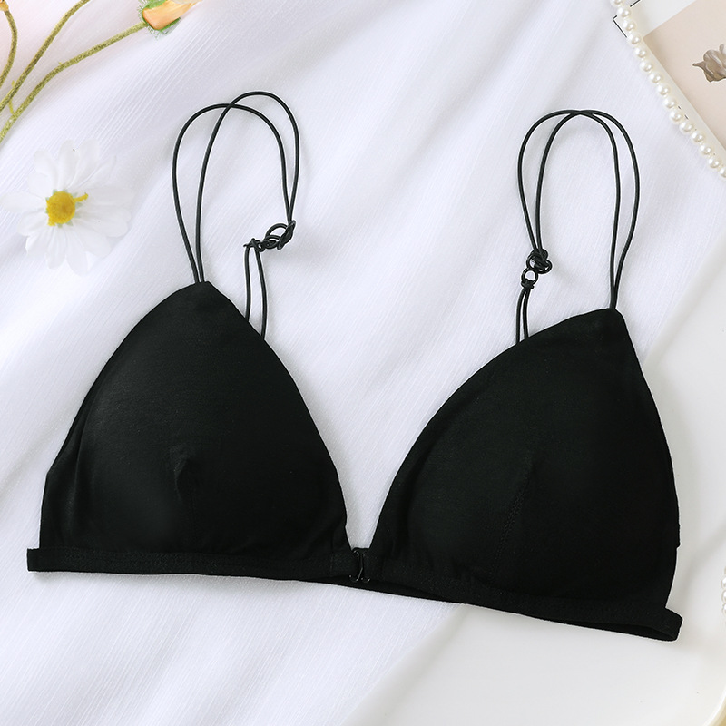 Picture of French Front Buckle Triangle Pure Cotton Tube Top Girl's Sexy Sports Small Sling Bra Beautiful Vest for Women
