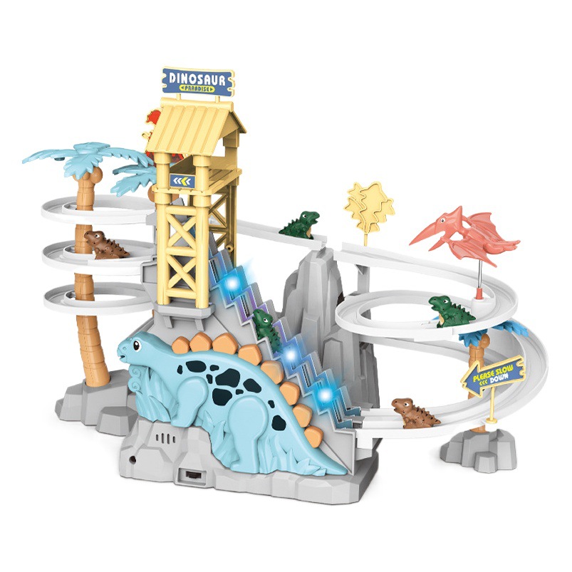 Picture of Hot sale large duck climbing stairs dinosaur sliding track children's educational sound and light electric slide toys wholesale