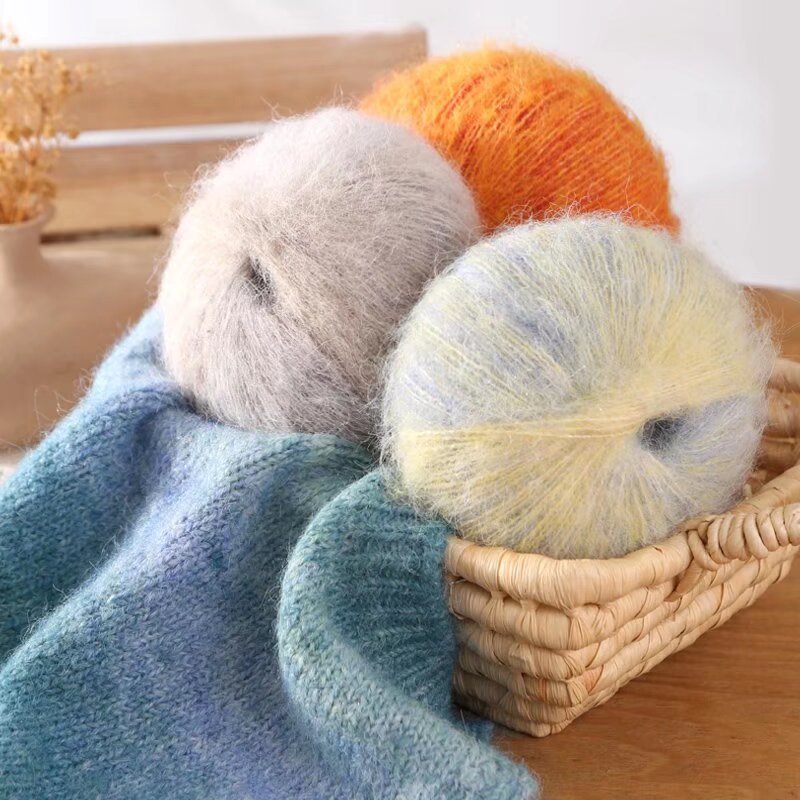 Mahai wool gradient fancy segment dyed silk mahai hand-knitted sweater DIY handmade shawl wool ball