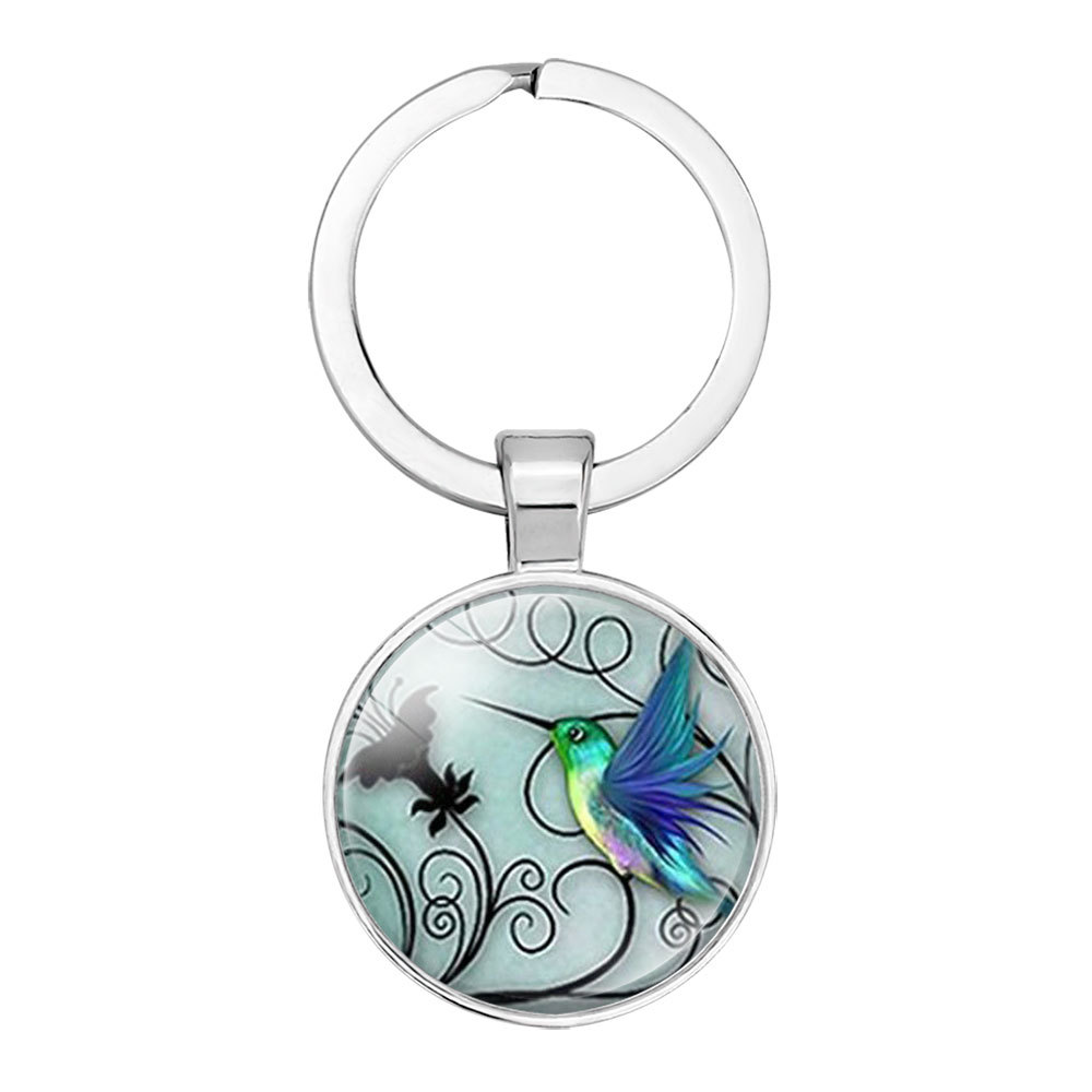 Cross-border new accessories cute hummingbird keychain animal theme time gem key pendant