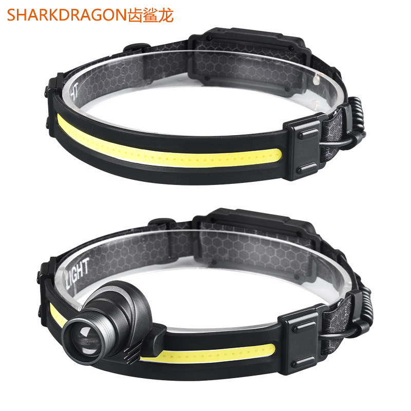 Cross border new silicone induction headlight Type-C charging outdoor fishing riding multi-function zoom LED headlight
