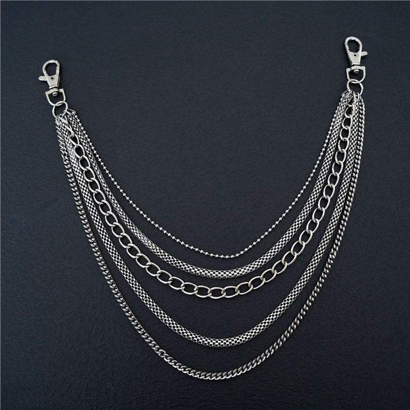 Fashion New Cuban Punk Men's Pants Chain Metal Five-layer Waist Chain Hip-hop Trendy Decorative Personalized Pants Pendant
