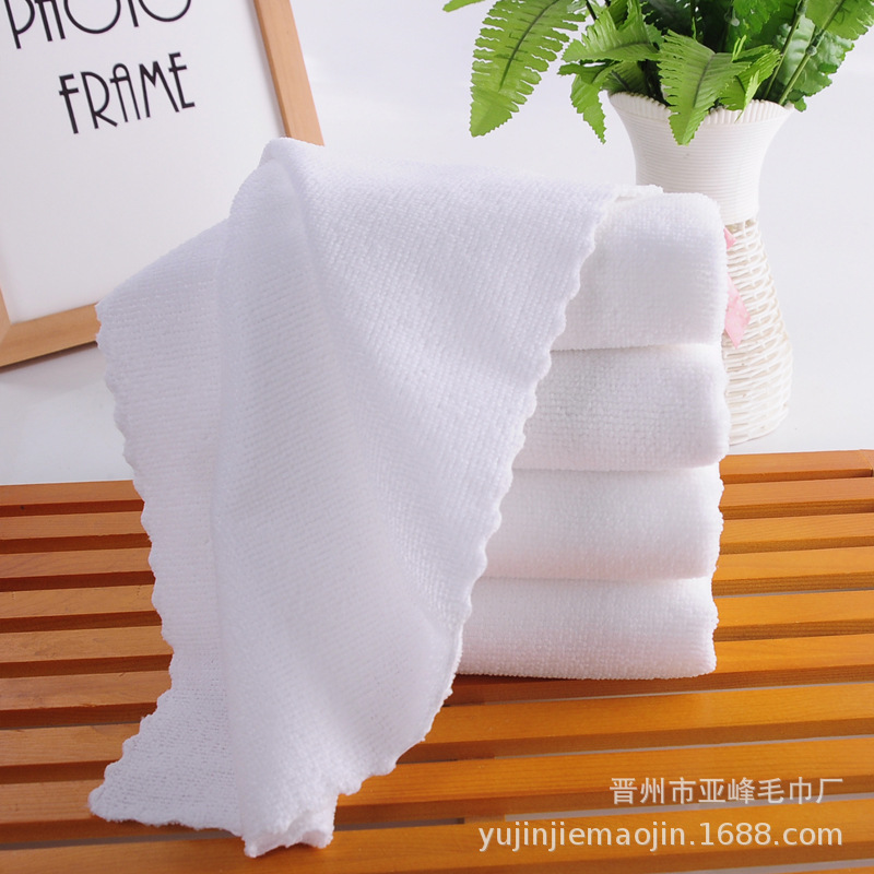 Picture of Wholesale Disposable White Towel Microfiber Towel with Logo Printed Thickeneded Water-Absorbent White Towel for Hotel Use