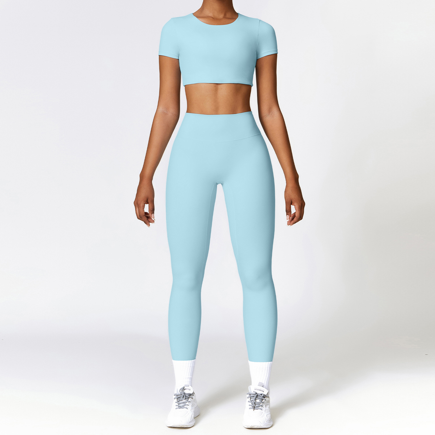 Picture of Zechuang European and American tight brushed yoga suit quick-drying workout clothes winter outdoor running sports suit female 8519