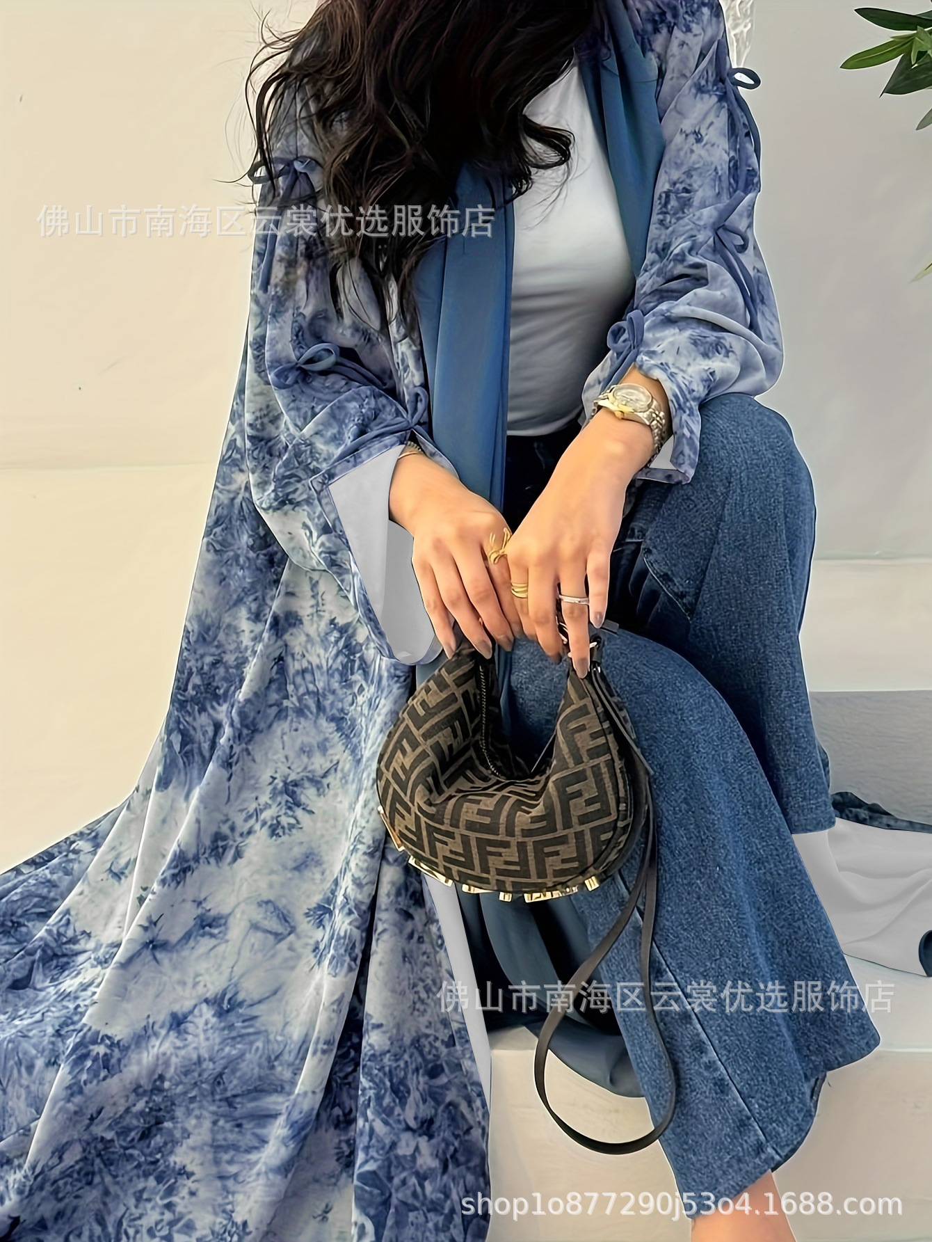 Picture of Fashion Women Muslim Chiffon Printed Turban Summer Casual Jacket