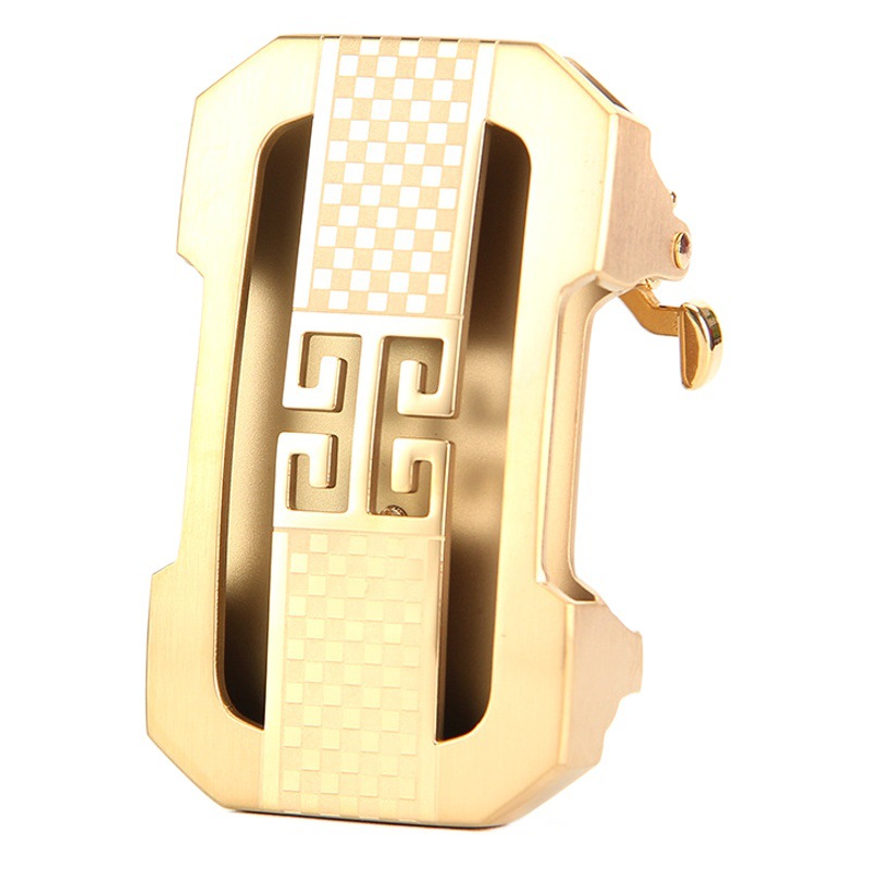 Men's Leather Belt Buckle with Stainless Steel Metal Automatic Buckle, Belt Buckle Accessory, Business Style
