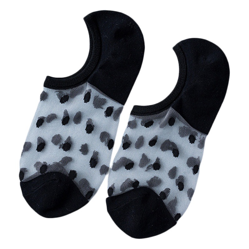Cross-Border Socks, Women's Glass Silk Boat Socks, Polka Dot Socks, Non-Falling, Shallow Mouth Stockings, Breathable and Wear-Resistant, Zhuji Wholesale