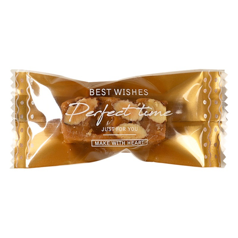 Online celebrity ins style English transparent snowflake crisp packaging bag toffee nougat machine seal bag candy bag wholesale