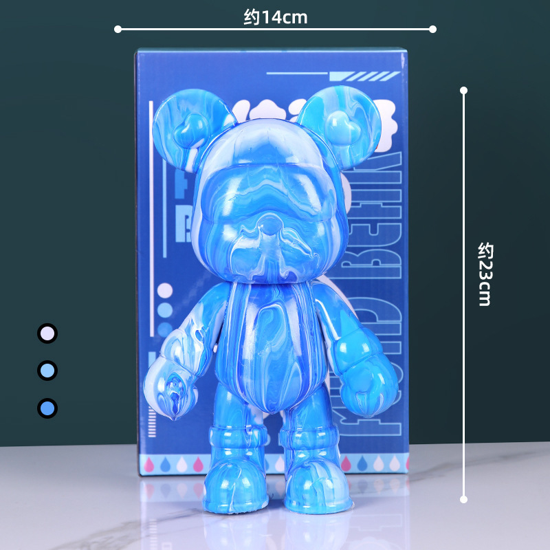 Picture of Internet Celebrity Fluid Bear Handmade DIY Material Homemade White Embryo Ornament Pigment Violent Bear Dye Painted Bear Gift