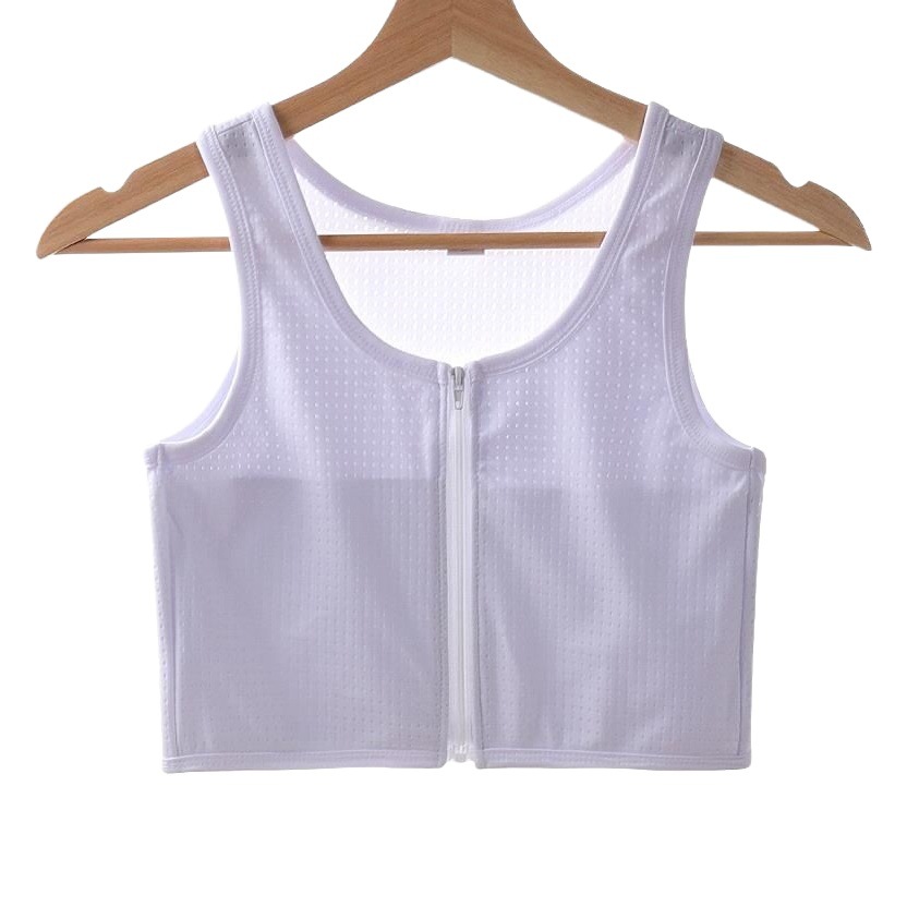 Zipper Corset Bandage Mesh Breathable Stylish Tank Top for Students, Sports Bra for Large Busts, Minimizing and Shaping Underwear for Women