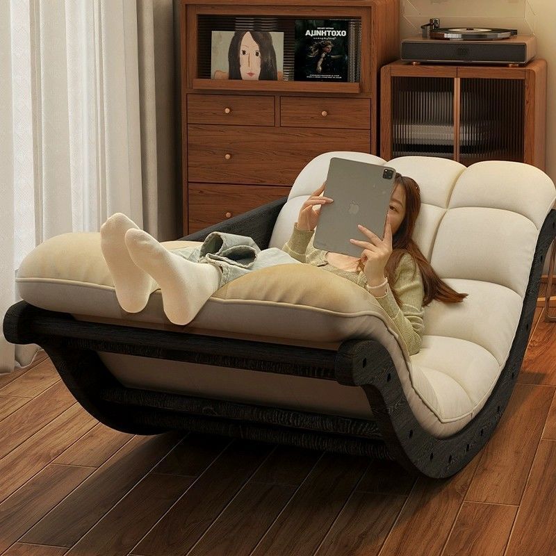 Multifunctional Moon Rocking Chair Retro Lazy Sofa Living Room Balcony Home Leisure Lunch Break Lounge Chair