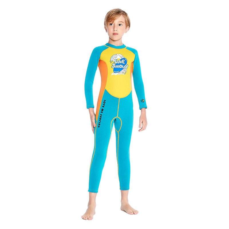 Sabolay Kidsren's Wetsuit 2mm Boys One-Piece Warm Wetsuit Long-Sleeved Sun Protection Surfing Kidsren's Swimsuit