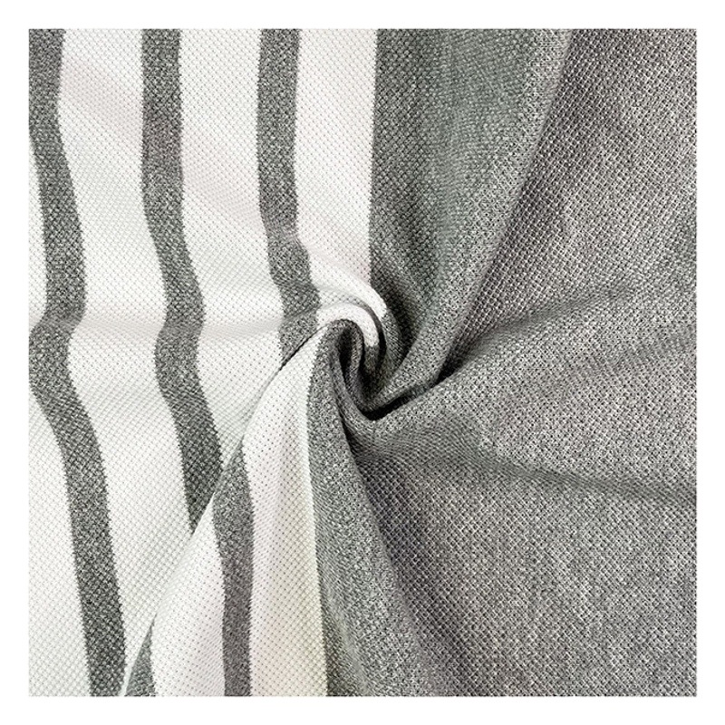 32S Double Yarn Double Pique Knitted Tb Stripesd Fabric Short-Sleeved Men's T-Shirt Pure Cotton Fabric
