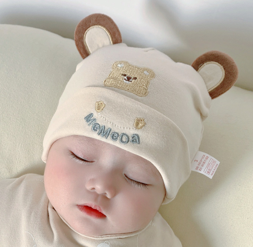 Picture of Katu Bear Infant Hat Spring & Fall 3-6-12 Months Male and Female Baby Pullover Hat Cotton 100-Day Sleeping Hat