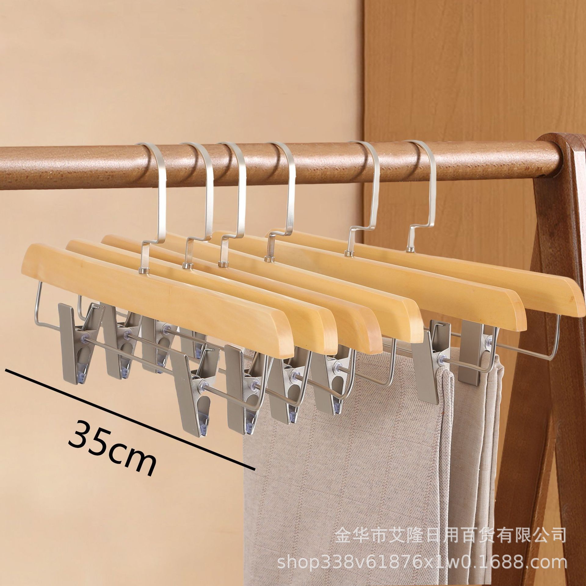 Picture of High-grade solid wood wide shoulder flocking hanger household coat suit seamless hanging clothes support solid wood hanger wholesale