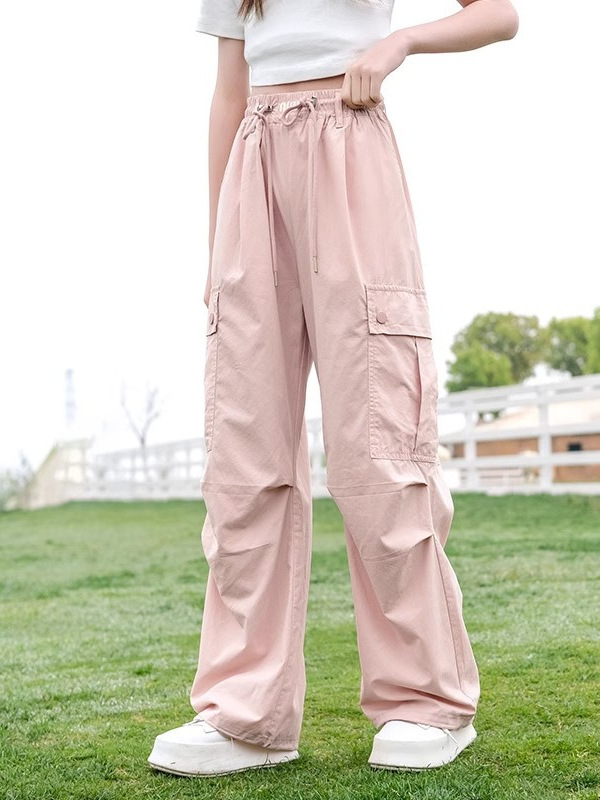 Girls' Summer Cargo Pants 2024 Children's Summer Casual Pants Thin Straight-Leg Pants for Girls Trendy Brand