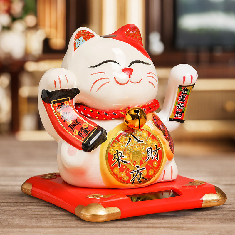 Picture of Six-inch creative solar fortune cat shop cashier front desk home ornaments Japanese shop opening gift wholesale