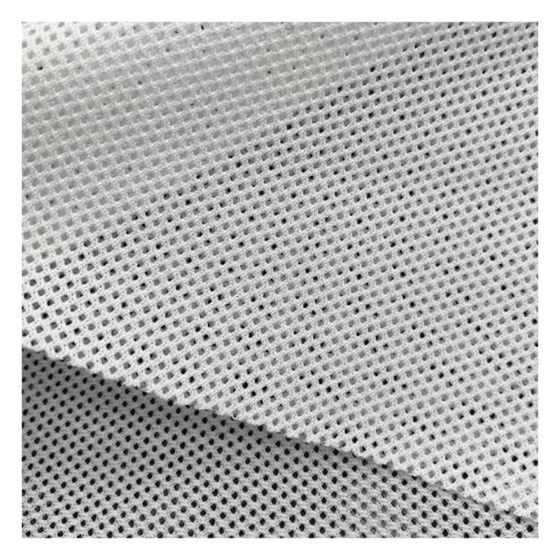 In stock polyester rhombus thick four-corner mesh breathable jacket lining luggage sports hat fabric sportswear lining