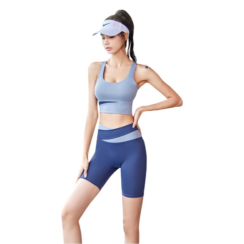 Juyitang Color Matching suit Contrast Color Clothing Breathable Naked High Waist Hip Lifting Sports Tight Sports suit