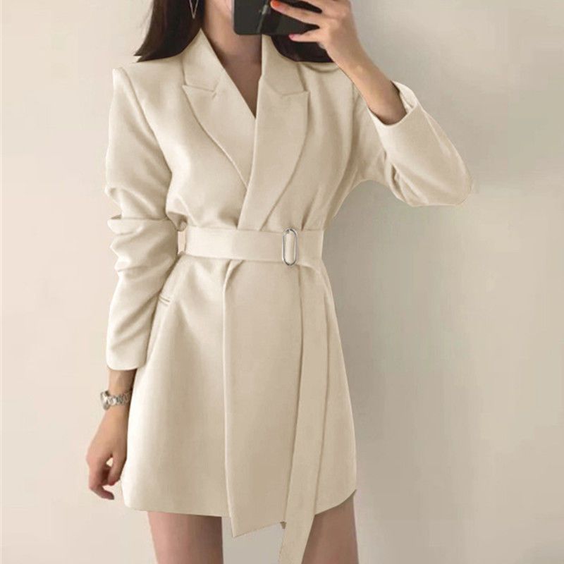 Picture of Small Blazer 2024 Spring and Autumn Mid-Length Suit with Belt Korean Style British Style Elegant Top for Women Korean Style Commuting