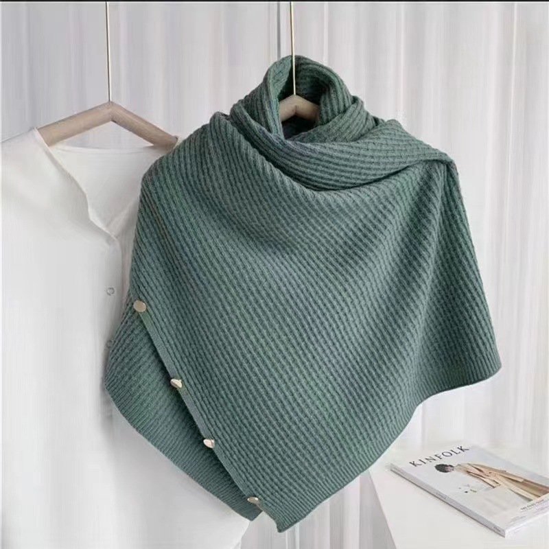 Picture of Autumn and winter knitted cape shoulder waistcoat scarf women's versatile multi-functional fashion warm metal buckle