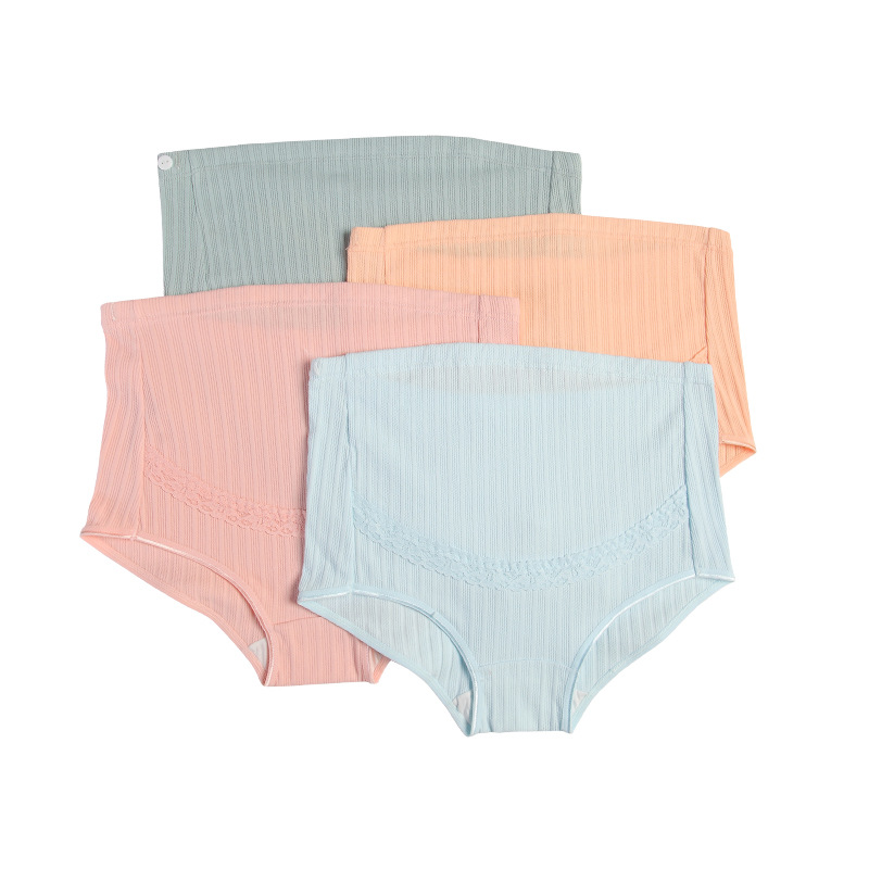 Picture of Lace Pregnant Women's Underwear Large Size Breathable High Waist Abdominal Adjustable Pregnant Rib Briefs Manufacturers Combed Cotton