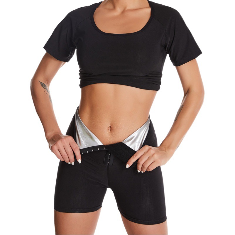 Fully Coated High-Waisted Three-Point Tummy Control Pants, Butt Lifting Sports Five-Point Buttoned Sweat Pants, Tight Waist-Cinching Sweat Pants Wholesale
