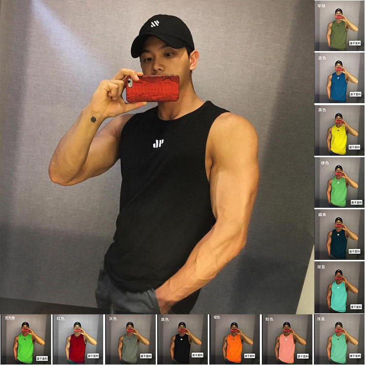 Simple Muscle Fitness Mesh Casual Waistcoat Vest Men's plus size Running Equipment Training Sports T-Shirt