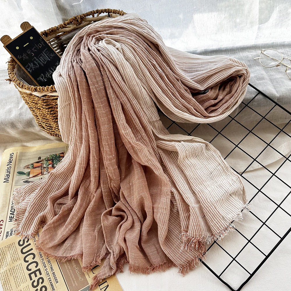 Picture of Amazon Hot Autumn New European and American Striped All-match Silk Scarf Women's Artistic Foreign Style Shawl Men's Cotton Scarf