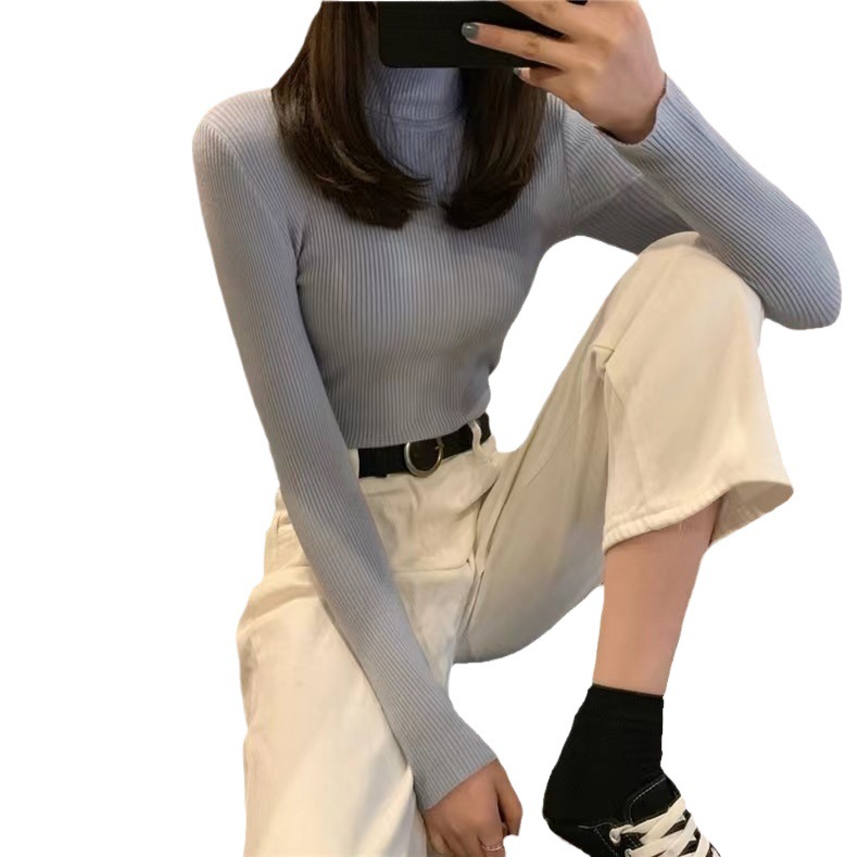 Picture of Bottoming Shirt Women's Autumn Wear 2023 New Half Turtleneck Sweater Knitted Shirt Tight Long Sleeve Spring Top