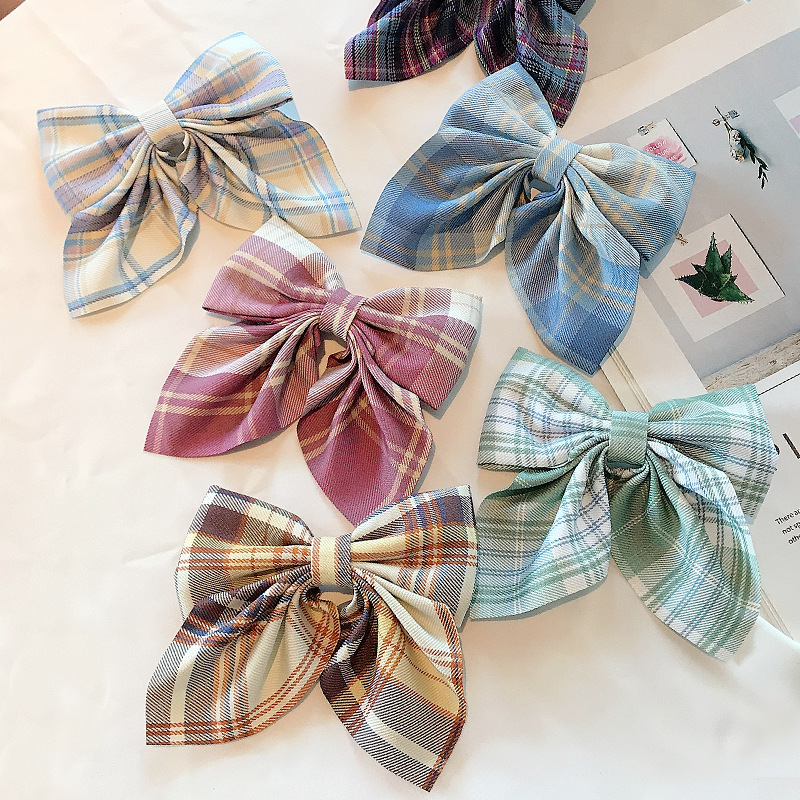 Japanese JK uniform College wind bow hairpin bow tie hair female Korean Net red head flower back head hair decoration factory factory