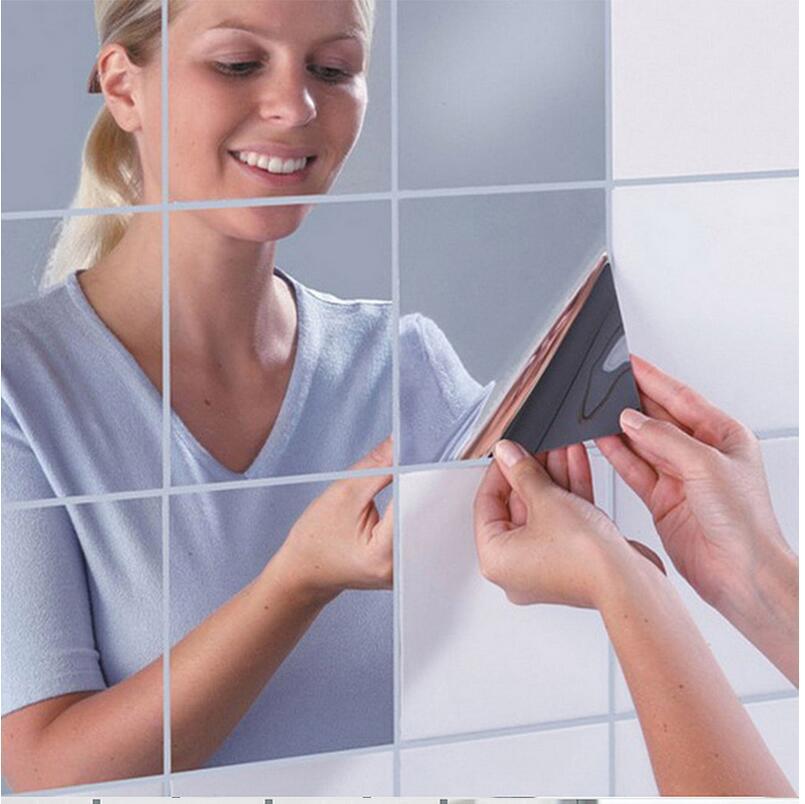 Picture of 15cm x 16 Square Mirror Creative Home Decoration Combination Movable Mirror Sticker AliExpress Amazon Explosions