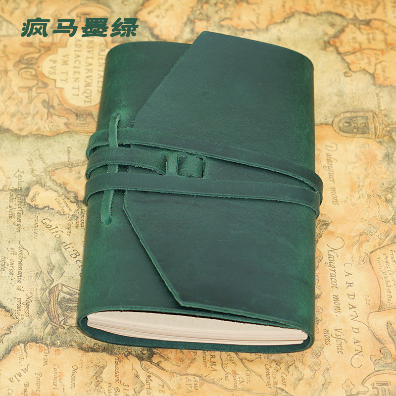 Picture of Head layer cowhide hand-tied rope notebook head layer cowhide notepad cowhide travel notebook hand-drawn book