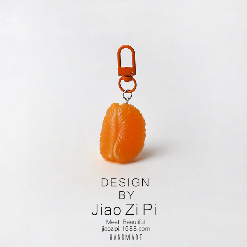 Picture of Super simulation fruit orange key chain fun pendant all-match simple bag small ornaments mini cute accessories