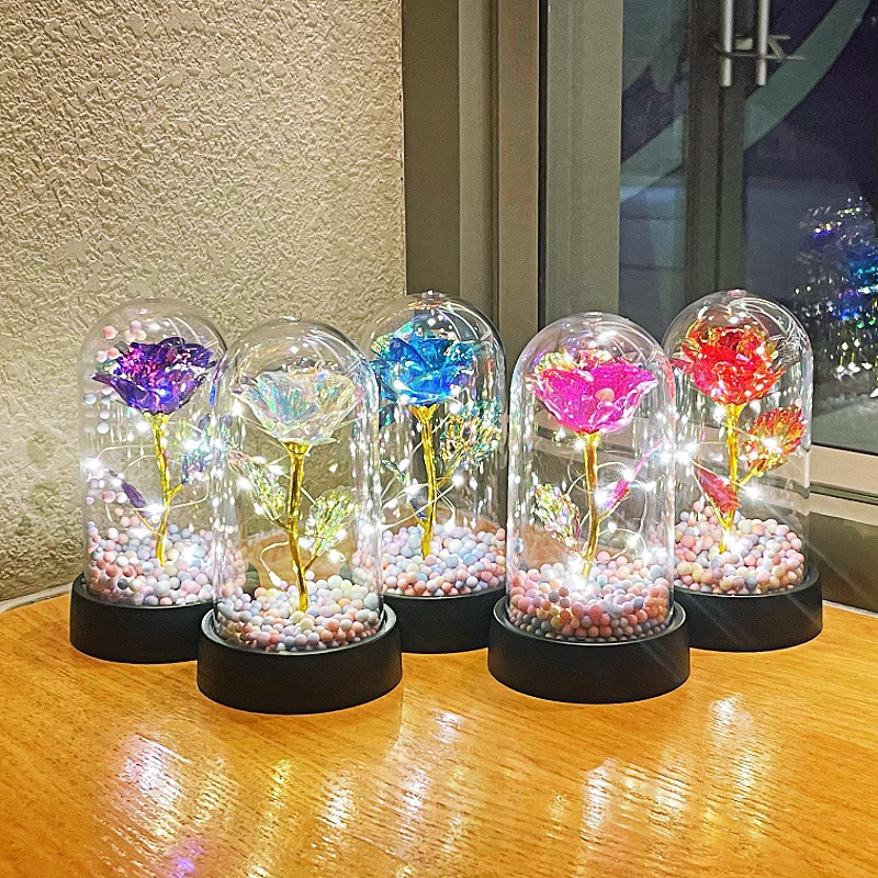 Creative simulation rose night light bouquet eternal flower decorative ornaments hand ceremony night market park stall wholesale