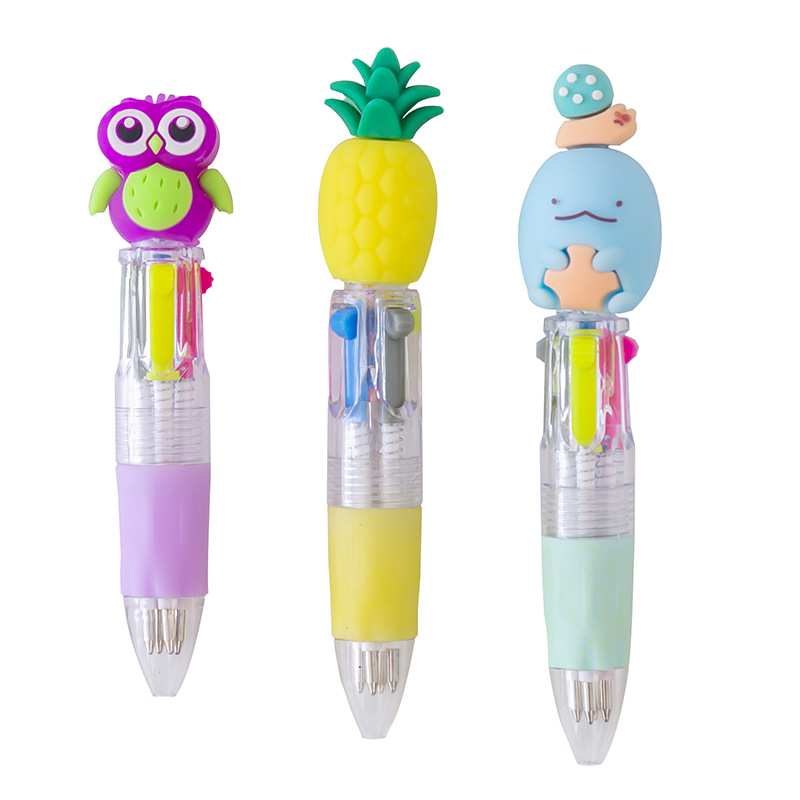 Picture of Korean cute cartoon cute head four-color mini color ballpoint pen student stationery gift prizes wholesale