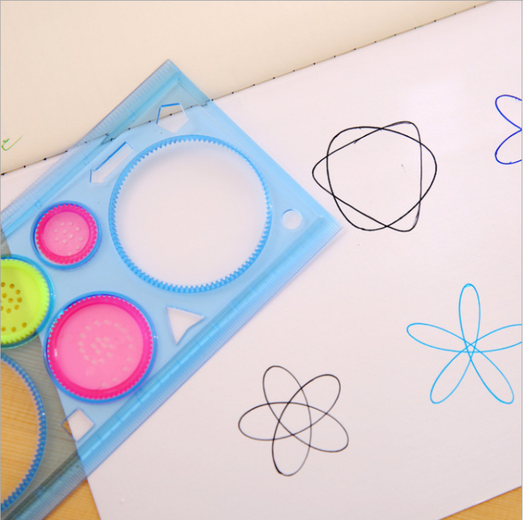 Picture of Creative puzzle four-color transparent magic ruler template ruler drawing board ruler children's student ten thousand flower ruler unisex ruler