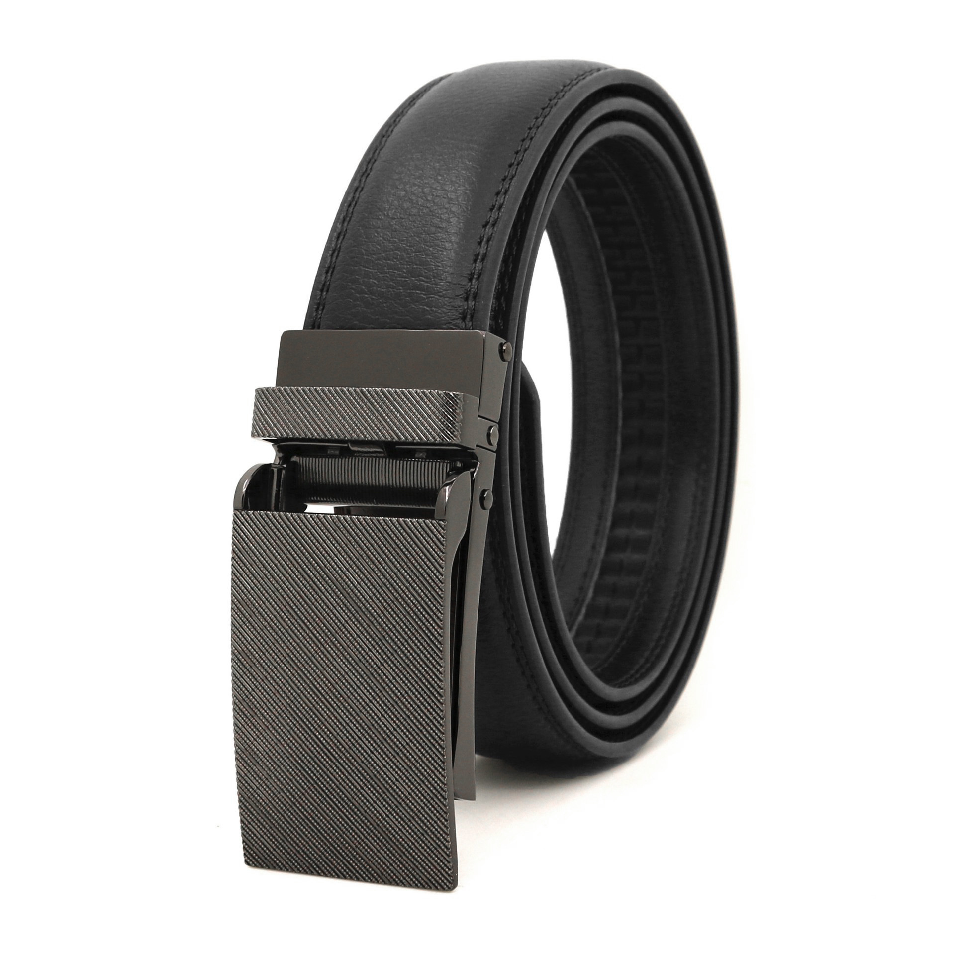Picture of Japanese and Korean men's automatic buckle belt reverse pull buckle two-layer cowhide leather belt business Foreign Trade factory wholesale