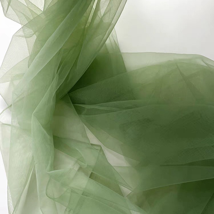 avocado green grass green mesh fabric wedding decoration gauze curtain encryption soft wedding dress dress hanfu fabric
