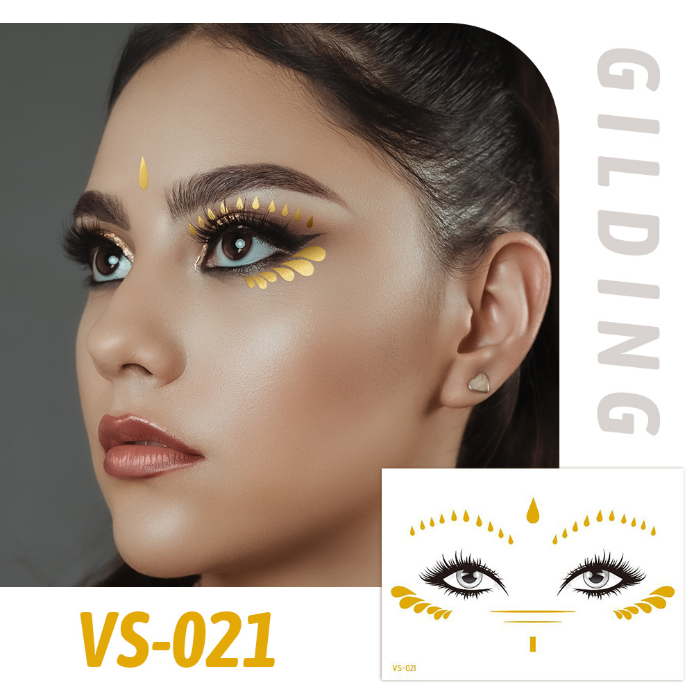 Picture of Cross-border Supply Waterproof Bronzing Electric Syllable Tattoo Sticker European and American Carnival Party Face Sticker Masquerade Freckles