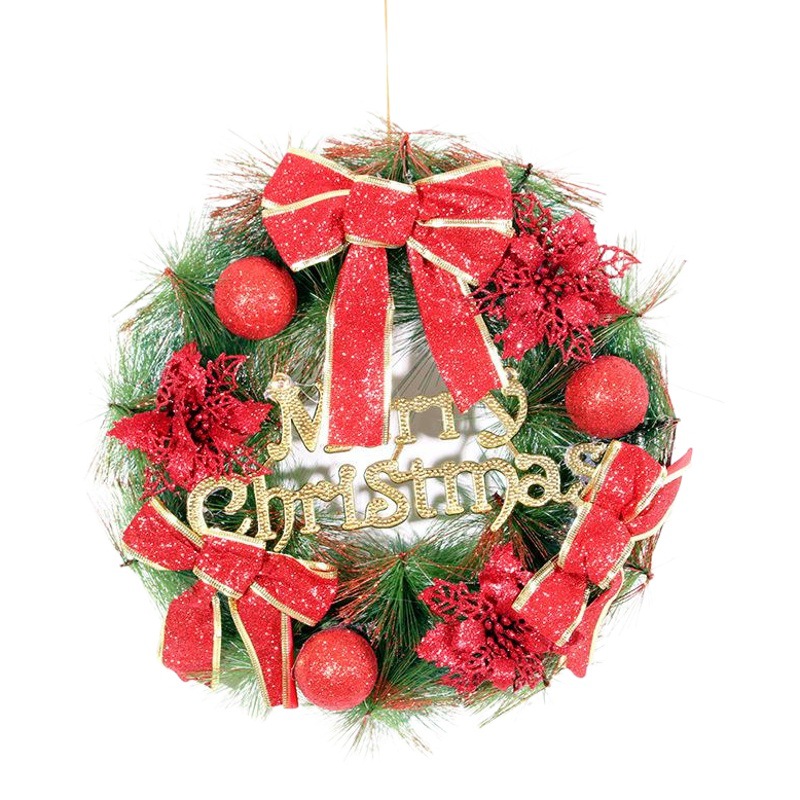 Christmas flower rattan ring decoration door decoration hotel restaurant simulation Christmas garland shopping mall door decoration