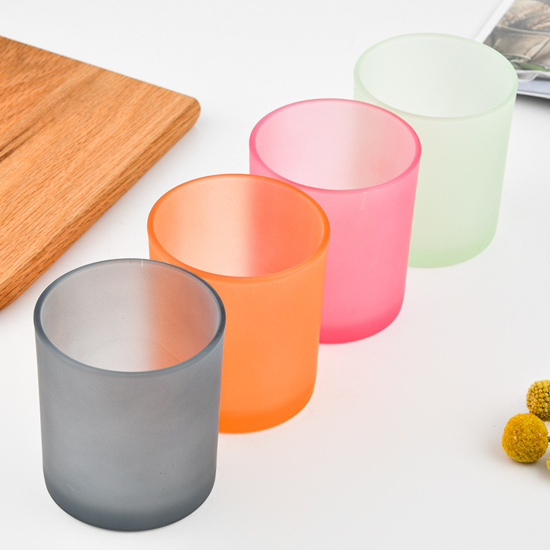 Picture of Wholesale DIY Flameless Scented Candle Cups Empty Colored Glass Jars Transparent Sprayable Glass Bottles with Screen-Printed Text