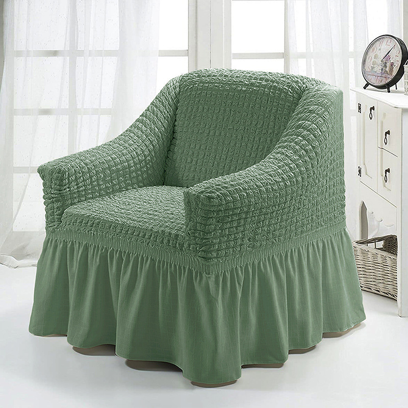 Picture of American Single Sofa Cover All-Inclusive Pure Color Stretch Fabric Sofa Cover Lace Decoration Simple Modern Universal for All Seasons