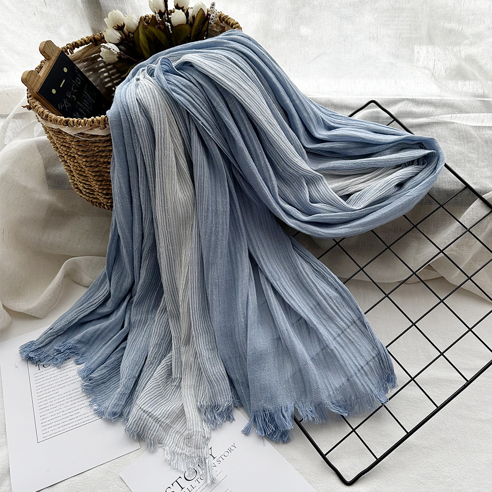 Picture of Amazon Hot Autumn New European and American Striped All-match Silk Scarf Women's Artistic Foreign Style Shawl Men's Cotton Scarf