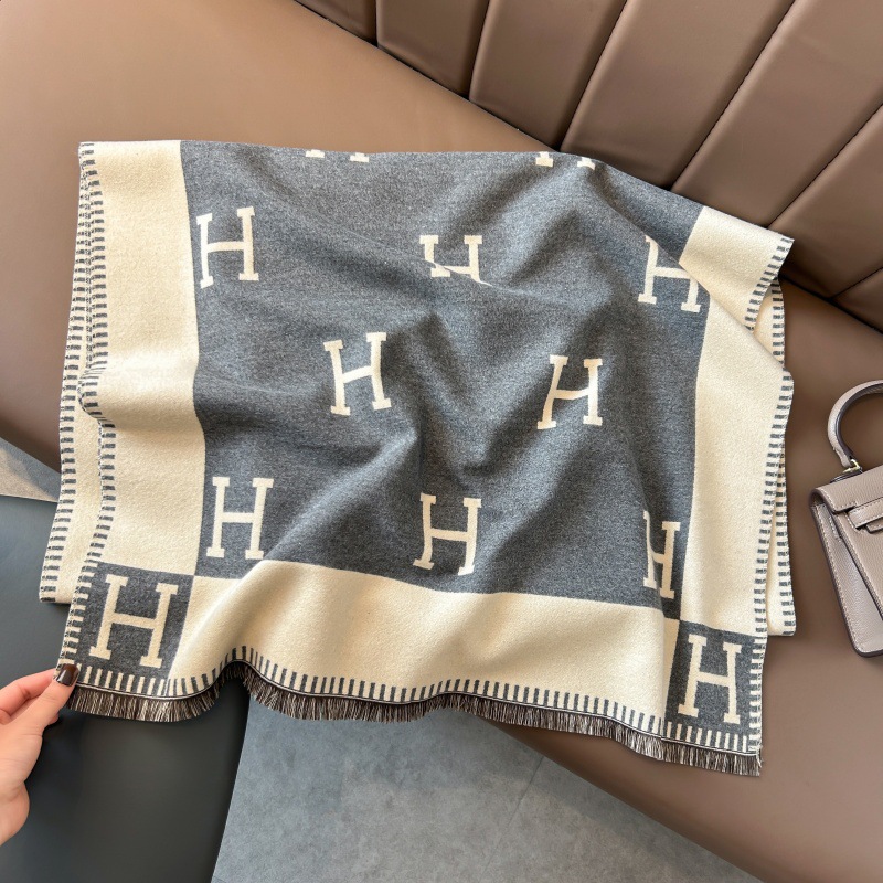 Autumn and Winter Simple All-match Air-conditioning Shawl Jacquard Cashmere Business Scarf Women's High-end Warm Cold-proof Scarf