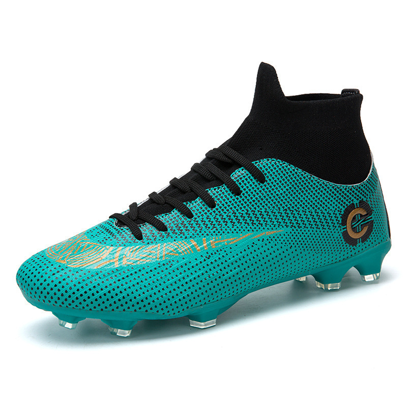 Cross-border high-top football shoes men's long spikes artificial grass broken nails special sports classic C Luo football shoes