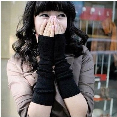 Korean Style Women's Gloves Half-Finger Gloves Women's Winter Cute Autumn and Winter Long Gloves Arm Covers Fingerless Woolen Gloves